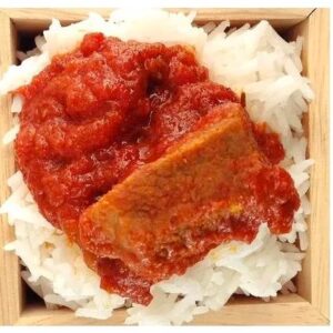 White Rice And Stew/ With Side Plantains